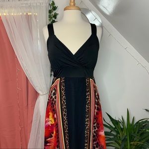 animal print, abstract, floral asymmetric dress